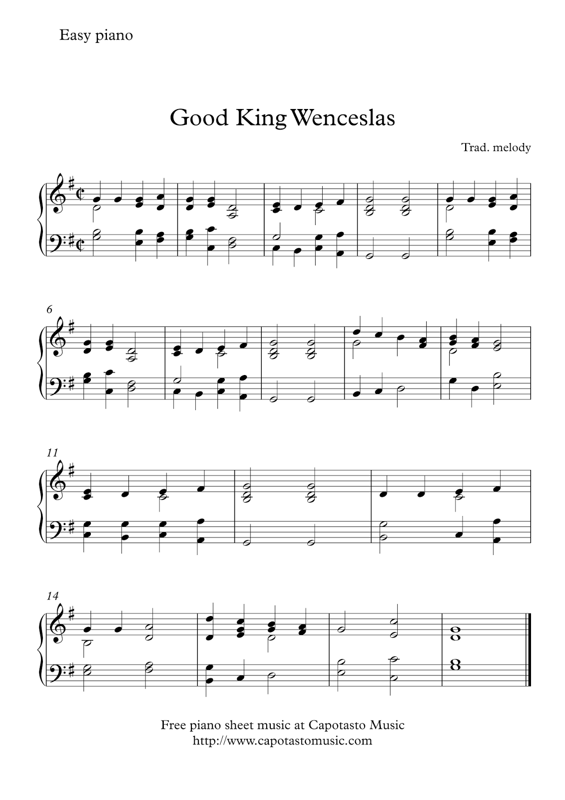 free easy printable sheet music